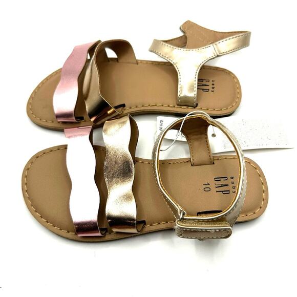 NEW Baby Gap Pink and Gold Metallic Wavy Strappy Sandals, Sz 10 (SH-1009) - Picture 2 of 5